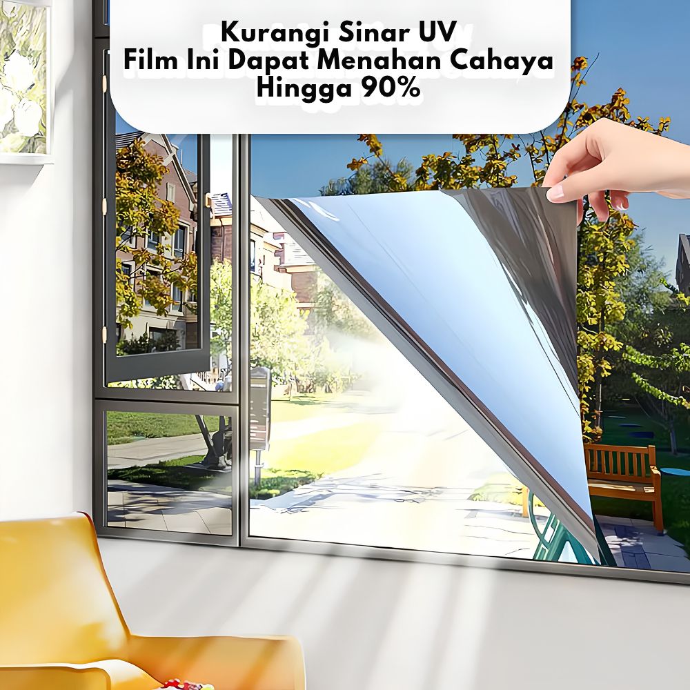 Stiker Kaca Film Satu Arah 100x500 cm Riben Pelindung UV Sinar Matahari - Gambar 3