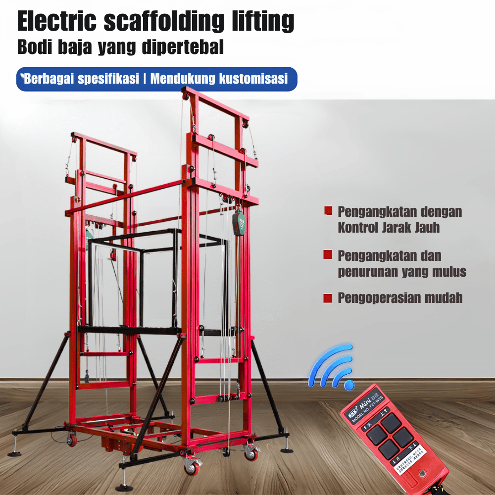 Elektrik Scaffolding Platform 8 Meter Mobile Folding Lift 500 kg Remote Control - Gambar 4