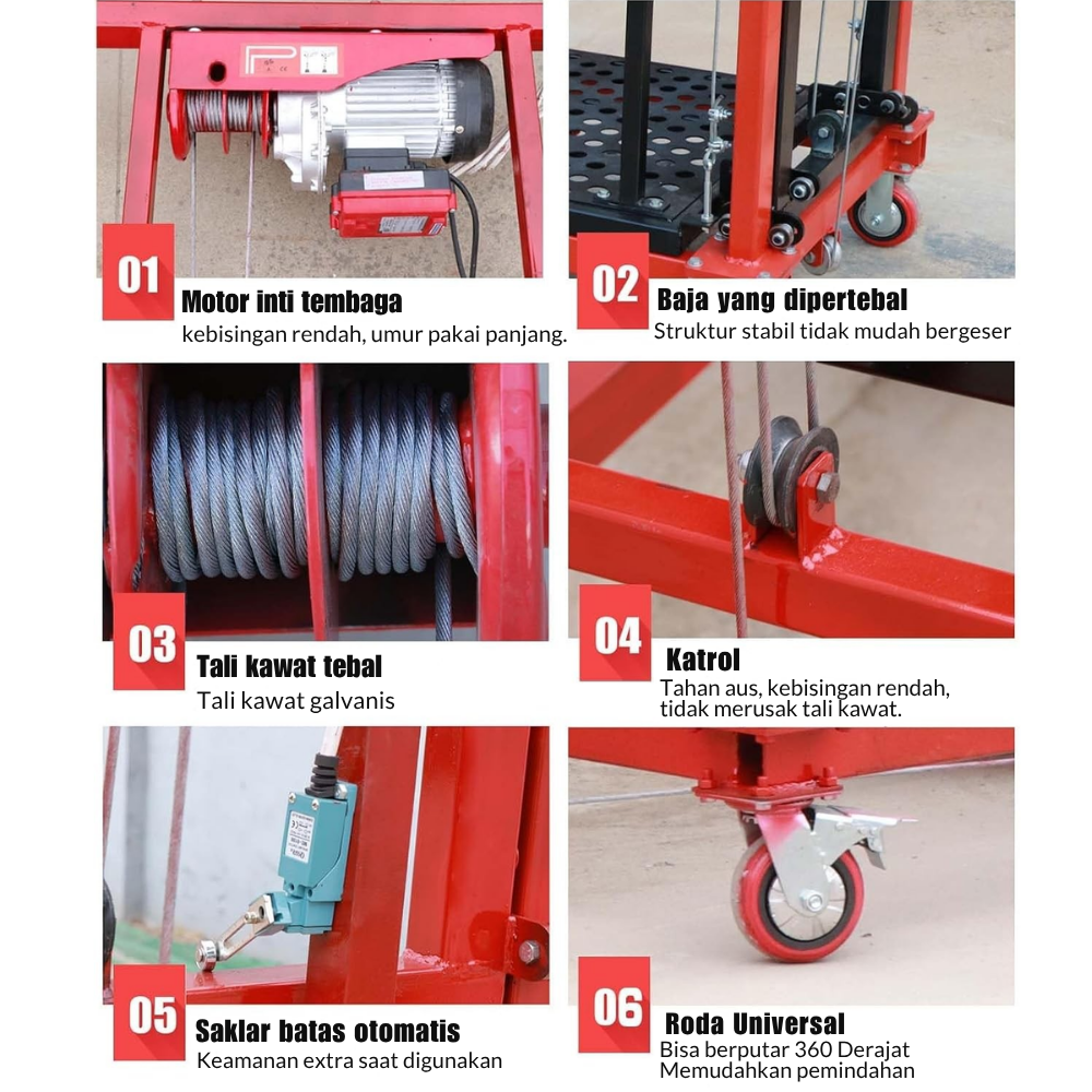 Elektrik Scaffolding Platform 8 Meter Mobile Folding Lift 500 kg Remote Control - Gambar 5