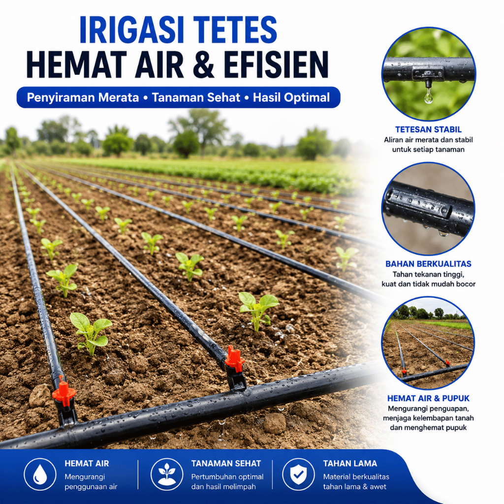 Selang Drip Irigasi 1/2 Inch 1000 Meter Tebal 200 Mikron Selang Tetes Pertanian - Gambar 4