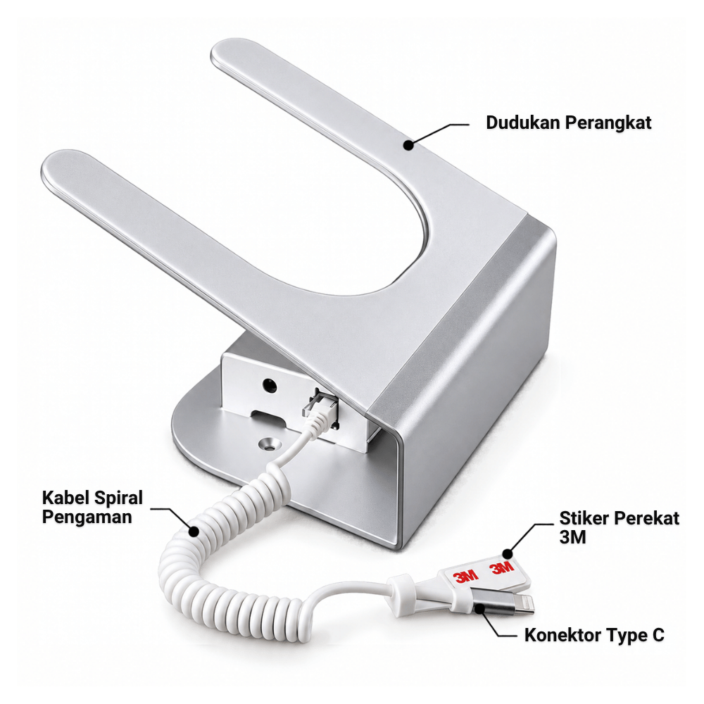 Stand Holder Tablet Anti Maling dengan Alarm dan Remote Kontrol - Gambar 2