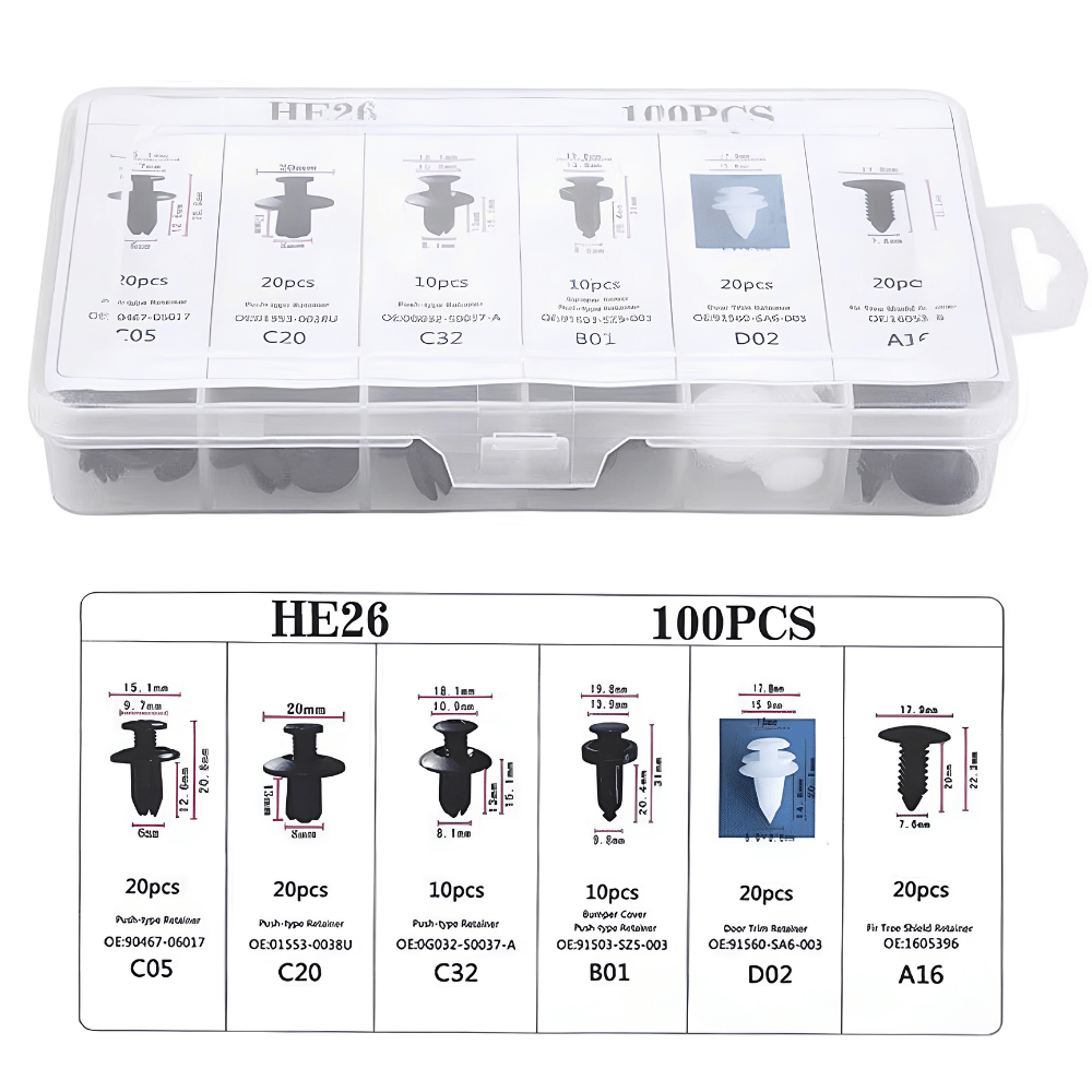 Klip Bemper Mobil 100 Pcs Baut Pengunci Bodi Motor Mobil Panlel Pintu Universal - Gambar 2