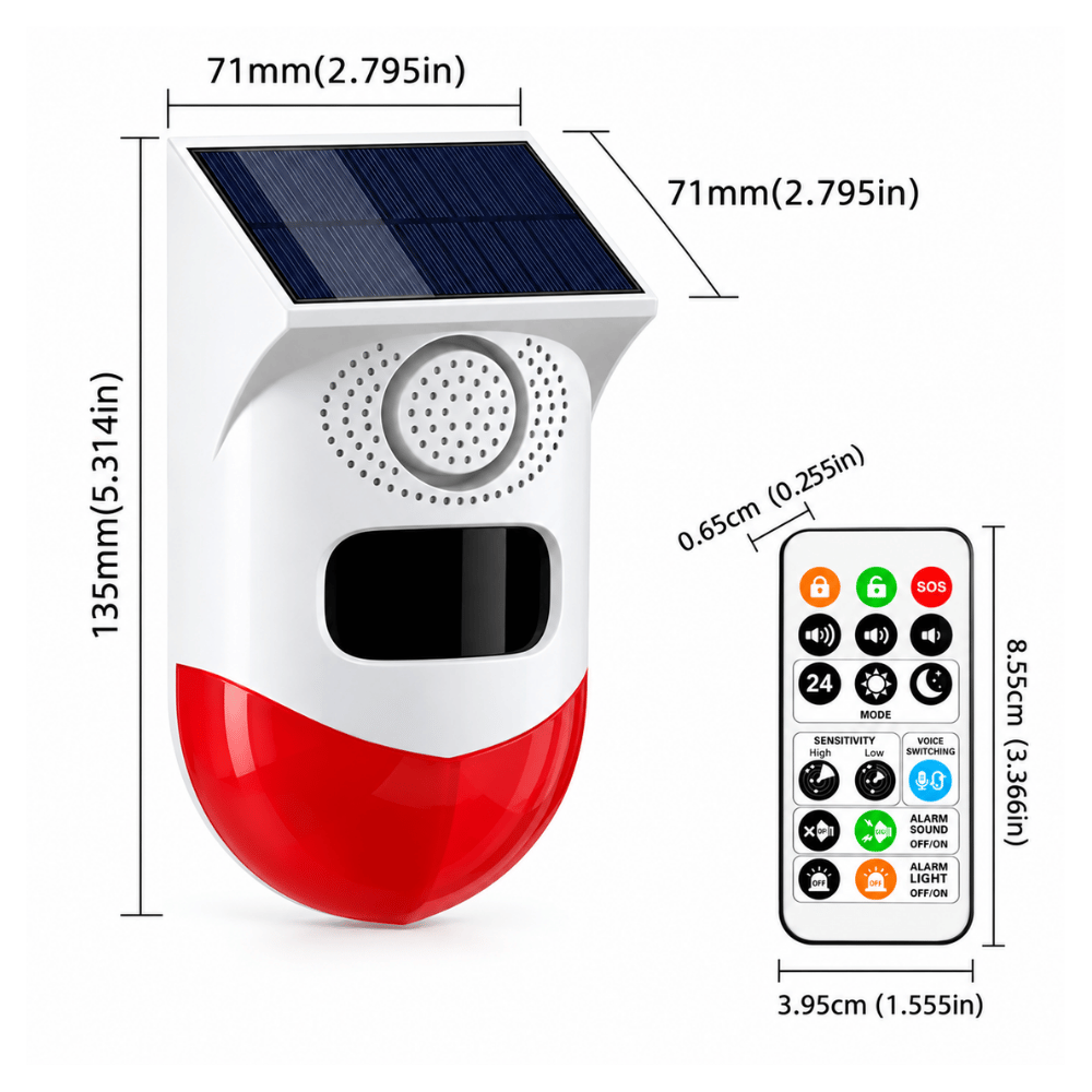 Alarm Sensor Gerak PIR Tenaga Surya Outdoor dengan Remote Kontrol - Gambar 3
