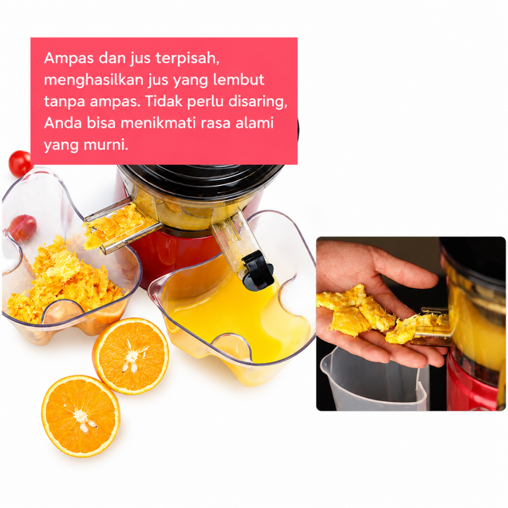 Mesin Pembuat Jus Buah dan Sayur Slow Juicer Multifungsi 500W - Gambar 3