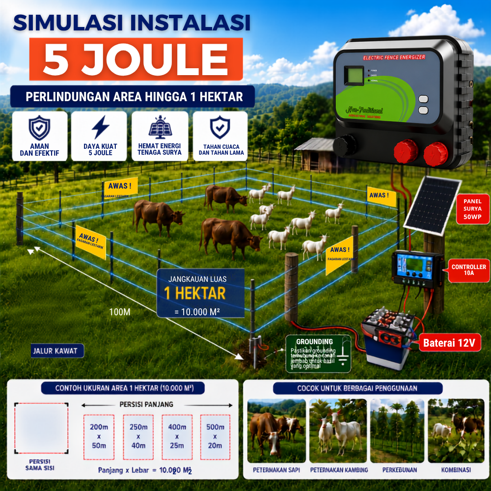 Pagar Listrik TH-SAFER Untuk Paket 1 Hektar 10.000 Meter Persegi Perumahan Villa BTS - Gambar 3
