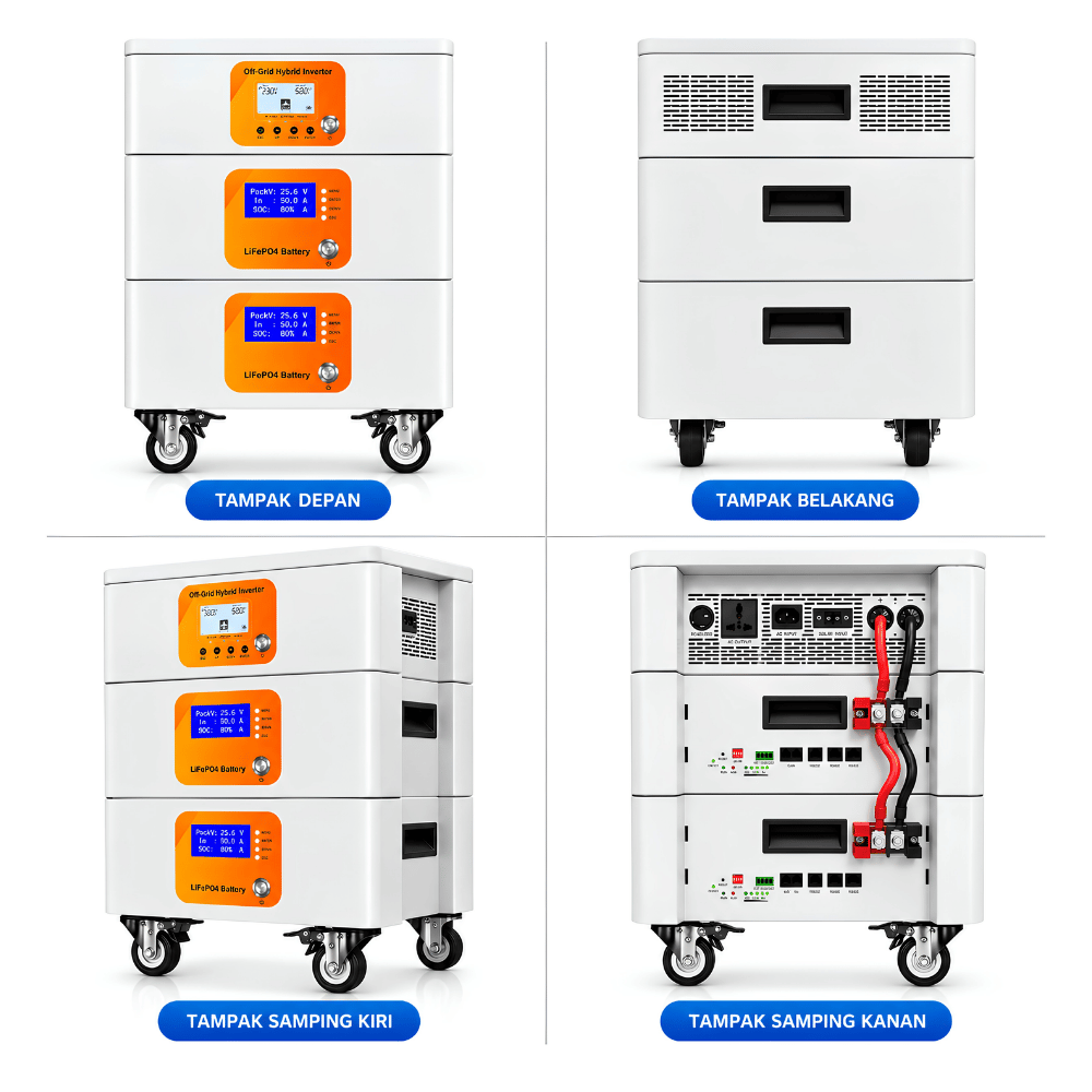 Paket PLTS Hybrid Inverter 24V 3600W Baterai LiFePO4 3.84kWh 7.68kWh dengan Panel Surya - Gambar 6