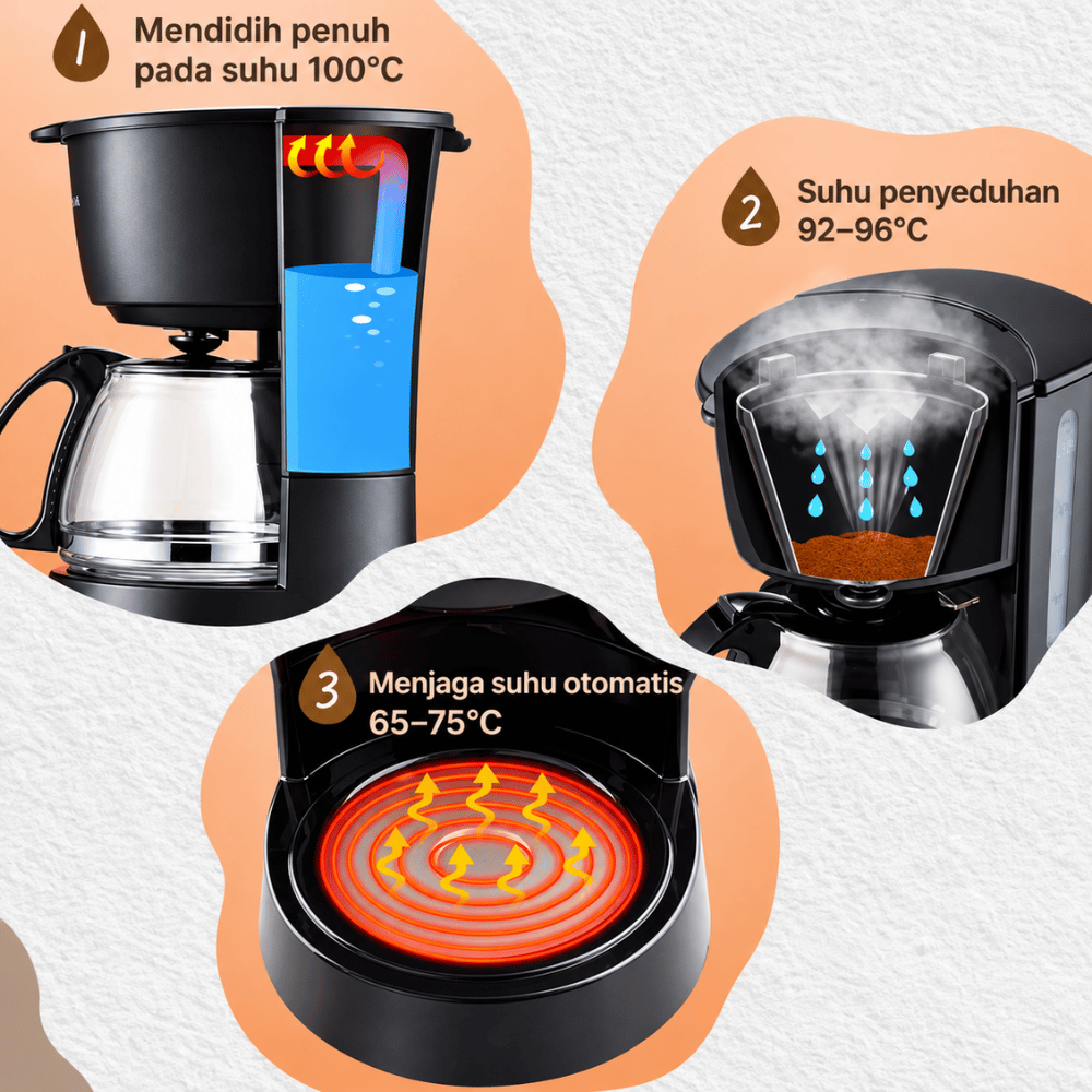 Mesin Pembuat Kopi Tetes Elektrik 2 in 1 Coffee Maker Multifungsi - Gambar 4