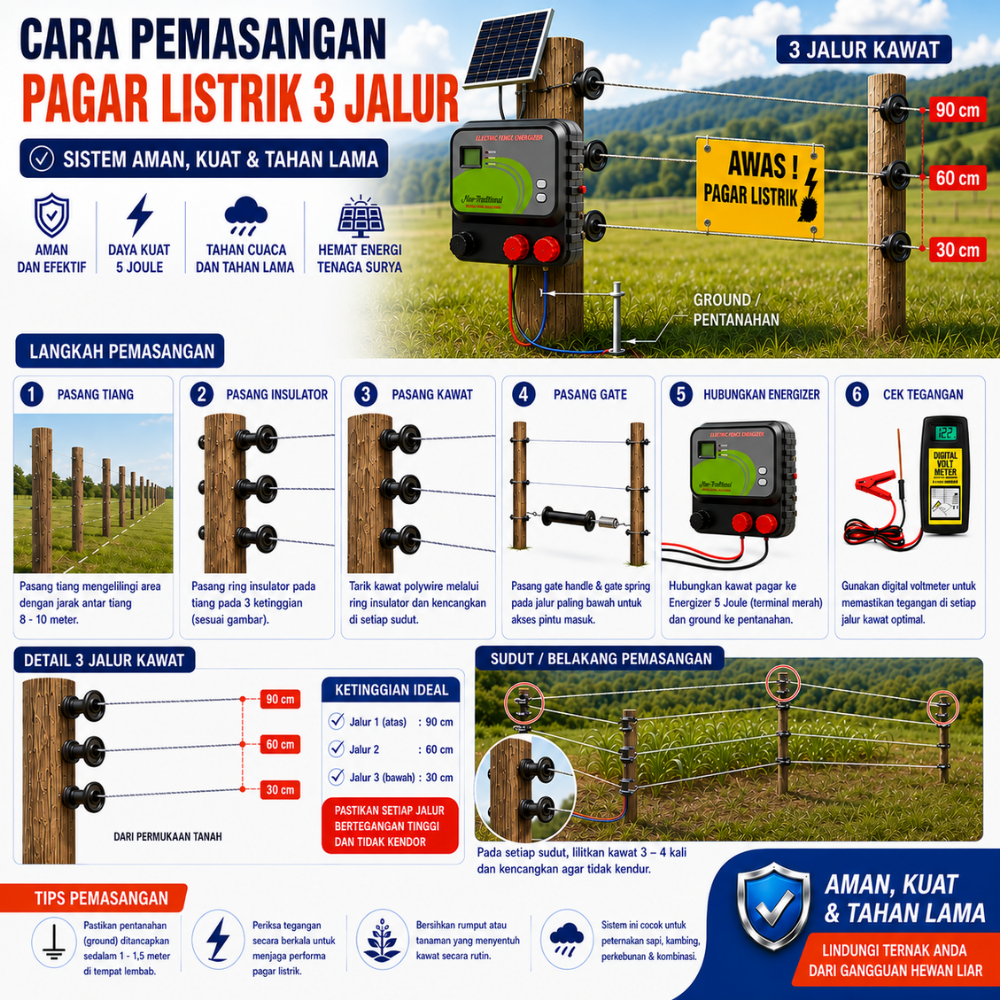Pagar Listrik TH-SAFER Untuk Paket 1 Hektar 10.000 Meter Persegi Perumahan Villa BTS - Gambar 4