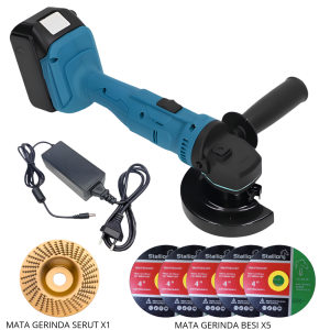 Mesin Gerinda Baterai Cordless 21V 4 Inch Paket Bundling Siap Pakai