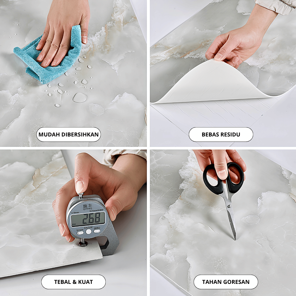 Wallpaper Dinding Vynil 10 Lembar 30X60CM Motif Granit Stiker Dekorasi Tembok - Gambar 4