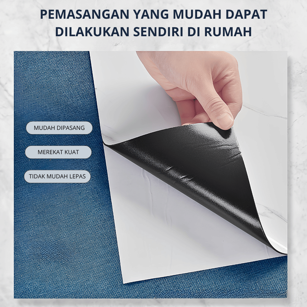 Wallpaper foam Sticker Dinding 5 Lembar Ukuran 40x90 cm Marble Sticker Vinyl Motif Elegant - Gambar 4