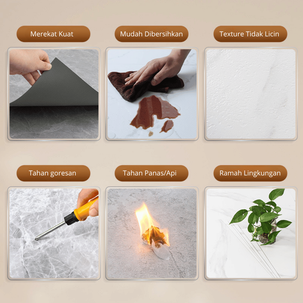Vinyl Lantai Stiker Keramik Dinding 60x60 cm Motif Marmer Granit Texture - Gambar 5