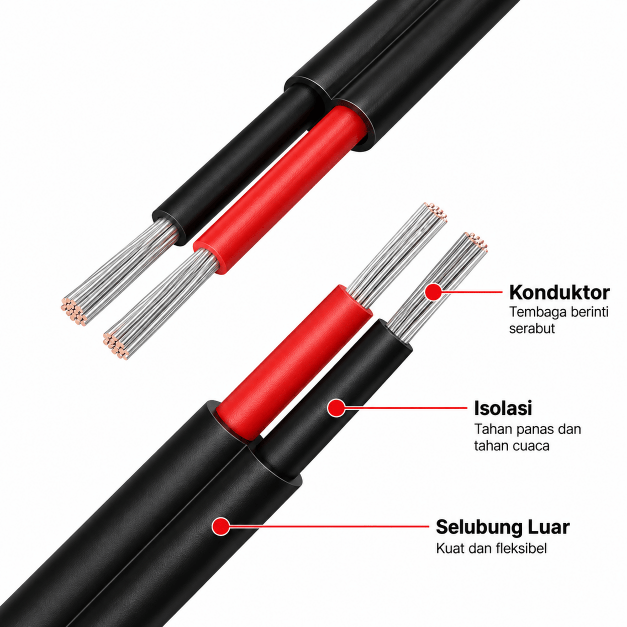 Kabel Panel Surya 2x4mm² Paket dengan Konektor MC4 Solar Panel Siap Pakai - Gambar 2