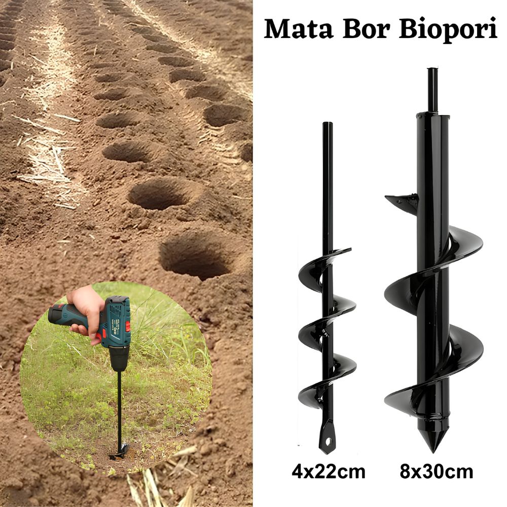 Mata Bor Tanah Biopori Resapan Titanium Spiral Garden Auger - Gambar 2
