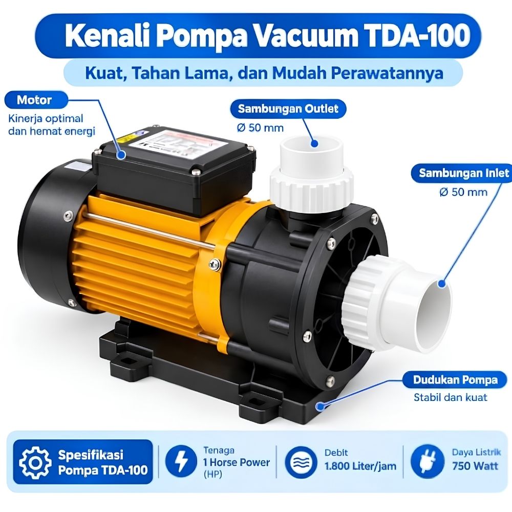 Paket Pompa Vacuum Kolam TDA-100 Mesin Vacuum Kolam Renang 1 HP - Gambar 2