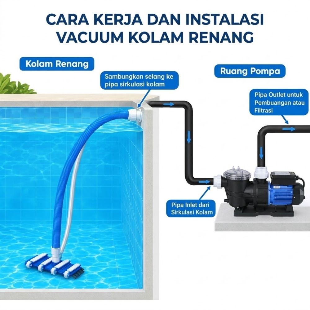 Paket Vacuum Kolam Renang STP-50 Pompa Vacuum STP-100 Pembersih Kotoran Kolam - Gambar 3