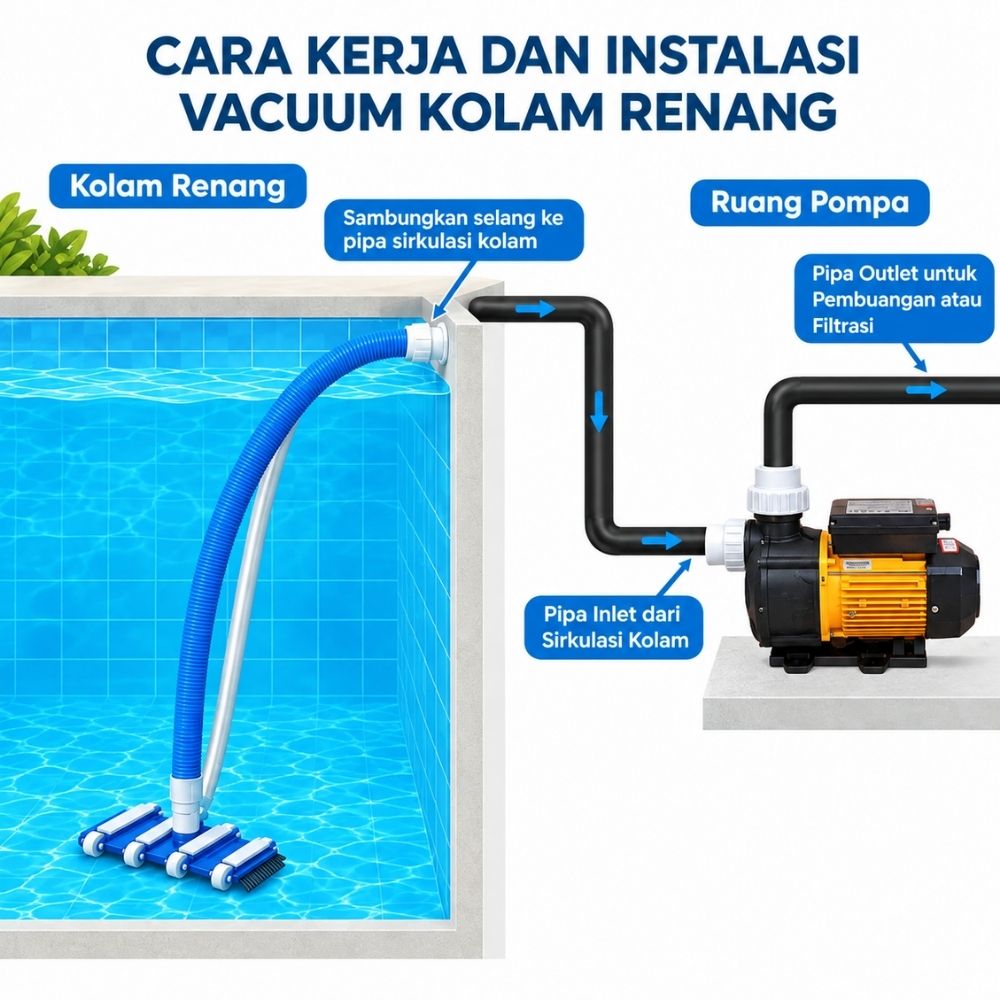 Paket Pompa Vacuum Kolam TDA-100 Mesin Vacuum Kolam Renang 1 HP - Gambar 3