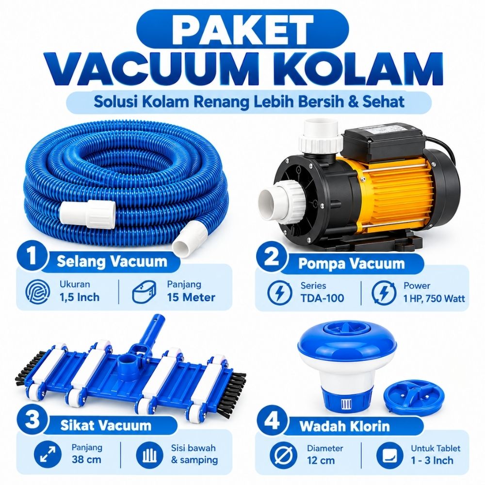 Paket Pompa Vacuum Kolam TDA-100 Mesin Vacuum Kolam Renang 1 HP - Gambar 5