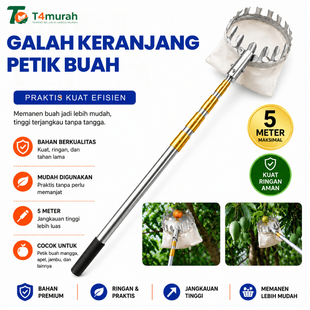 tongkat galah teleskopik 3m 5m