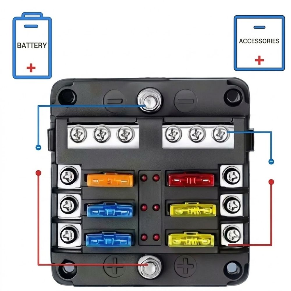 Rumah Sekring Fuse Box 6 Jalur Pengaman Sekring Mobil Fuse Holder - Gambar 3